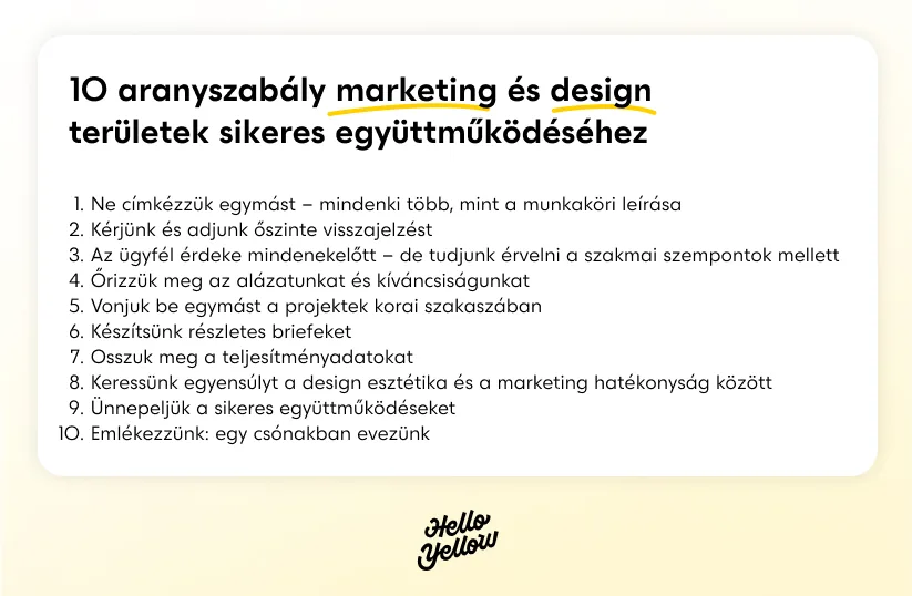 10 aranyszabály marketing és design területek sikeres együttműködéséhez